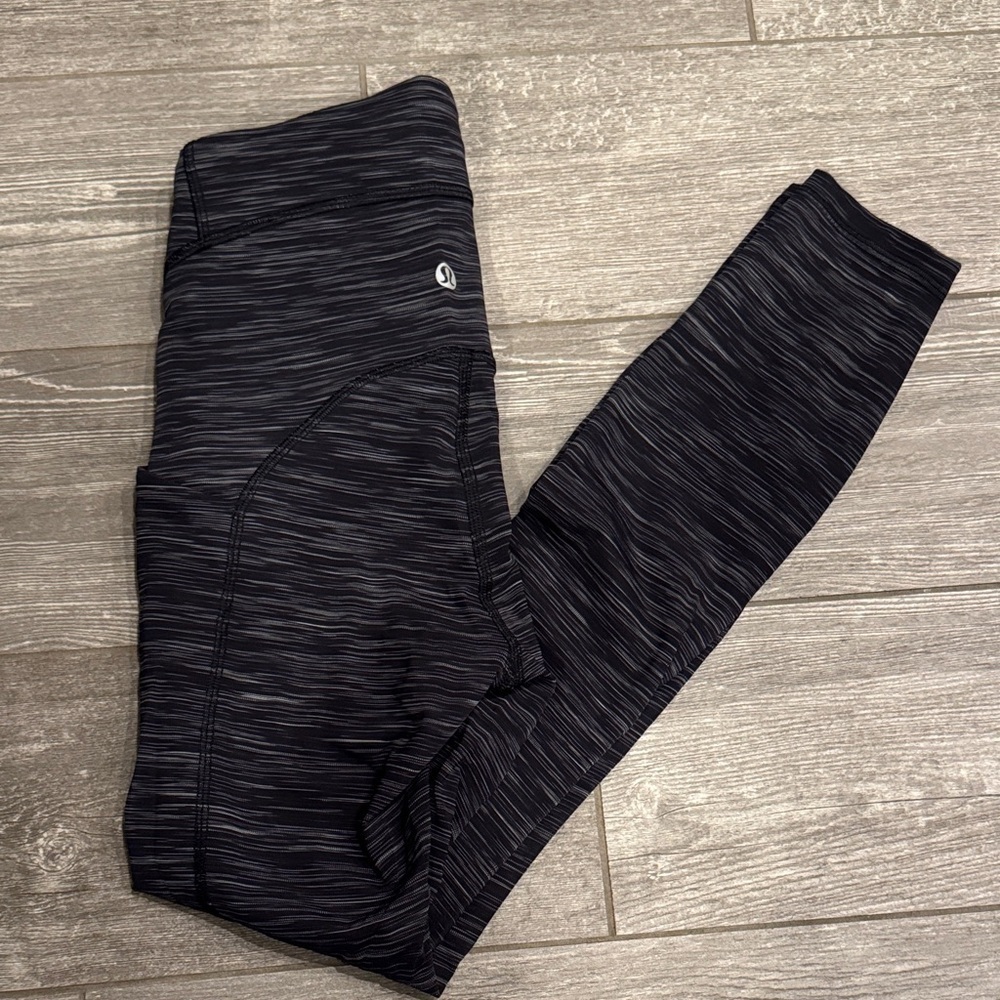 lululemon athletica Charcoal and Black Striped Leggings